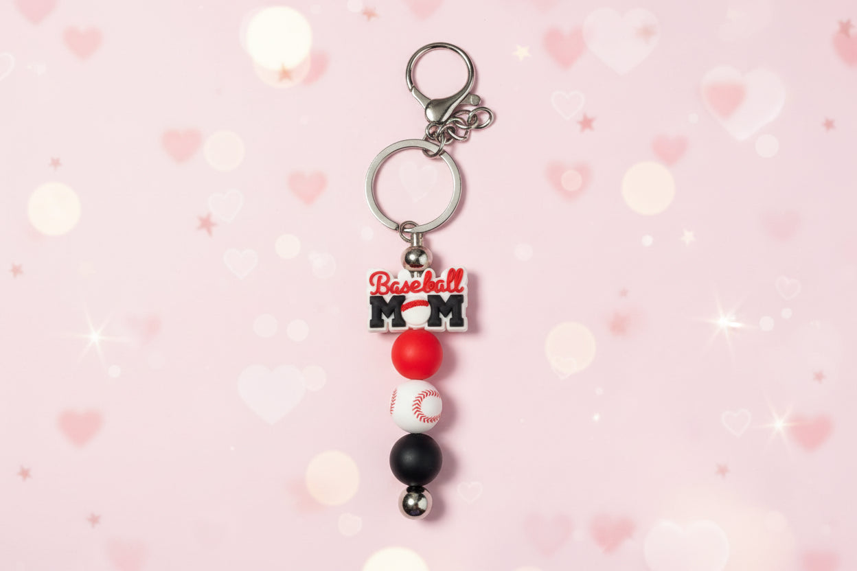 Baseball mom keychain